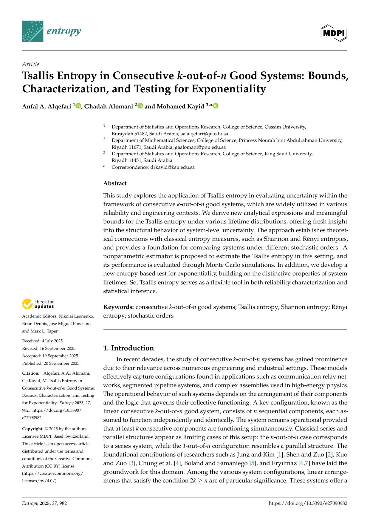 Tsallis Entropy in Consecutive k-out-of-n Good Systems: Bounds, Characterization, and Testing for Exponentiality